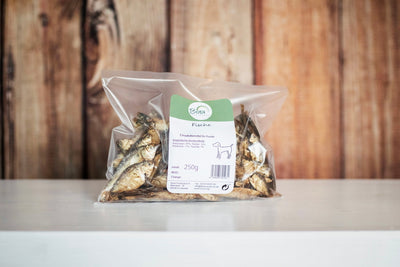 Fische für Hunde in unserer einfachen, zu 100% recycelbaren Verpackung